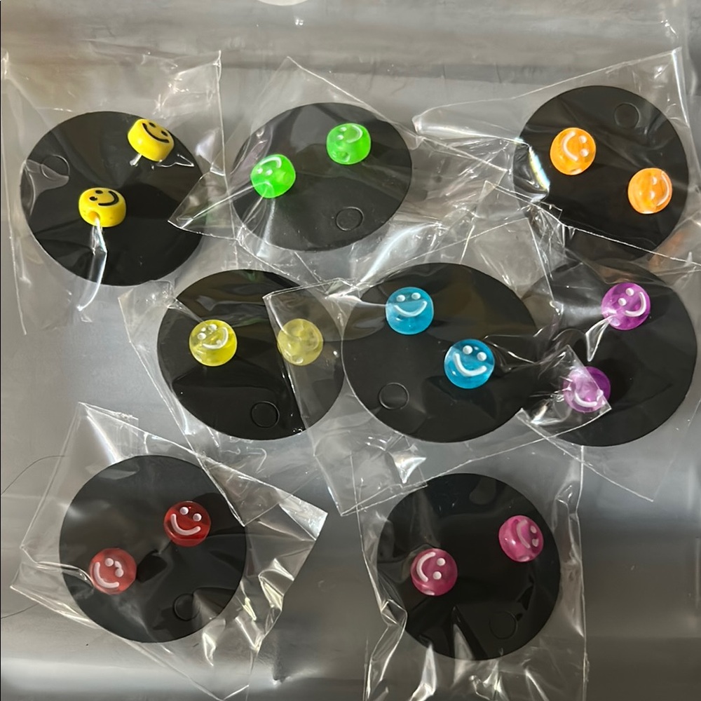 Colorful Smiley Face Stud Earrings